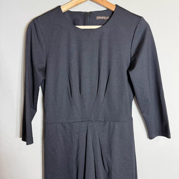 J. McLaughlin 3/4 Sleeve Fitted Knee Length Dress Women's XS Black Career Formal - Picture 3 of 9